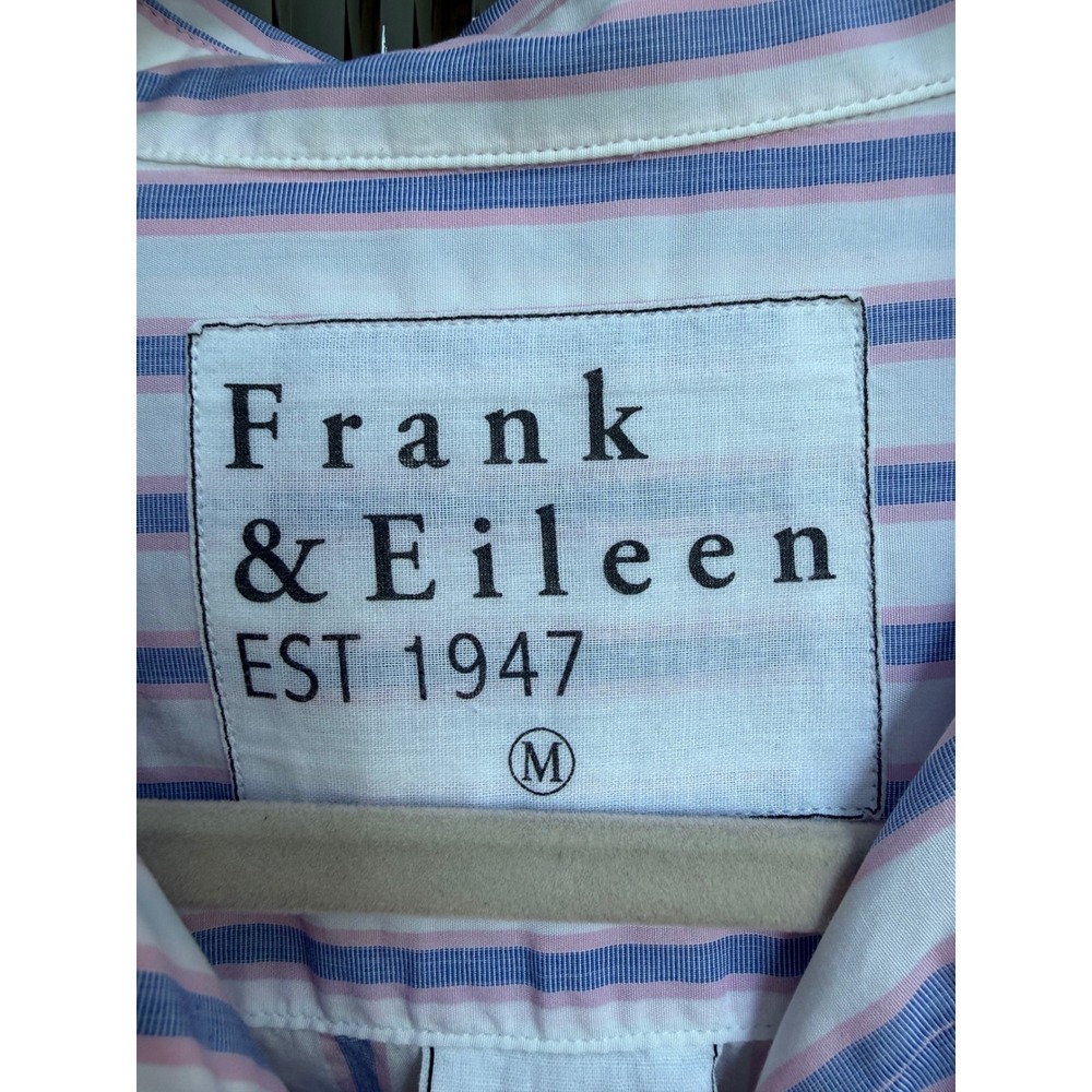 Frank & Eileen Grayson Blue Pink Striped Italian Cotton Button Shirt Size Medium - Picture 3 of 6